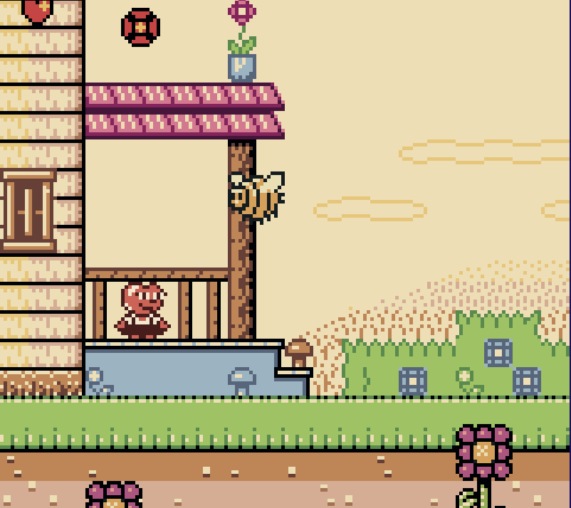 Ruby and Rusty Save the Crows for Gameboy Color Screenshot: Standing on the farmhouse's front porch