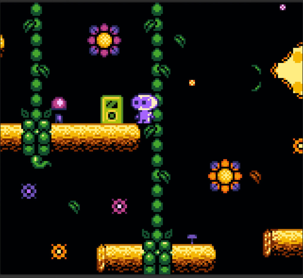 Vines holding up logs in the swamp from Wink and the Broken Robot for Gameboy Color