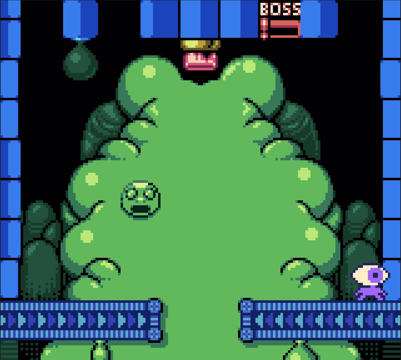Battling a slime monster from Wink and the Broken Robot for Gameboy Color
