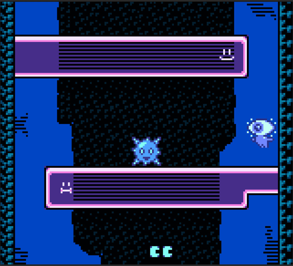 Swimming next to sea urchins and strange jelly creatures from Wink and the Broken Robot for Gameboy Color
